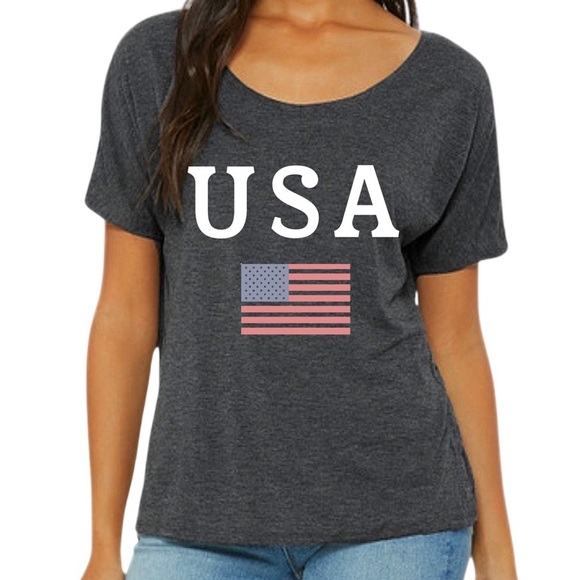 Classic USA Patriotic Graphic Tee Gray Dream Knit SZ Medium - Picture 3 of 12